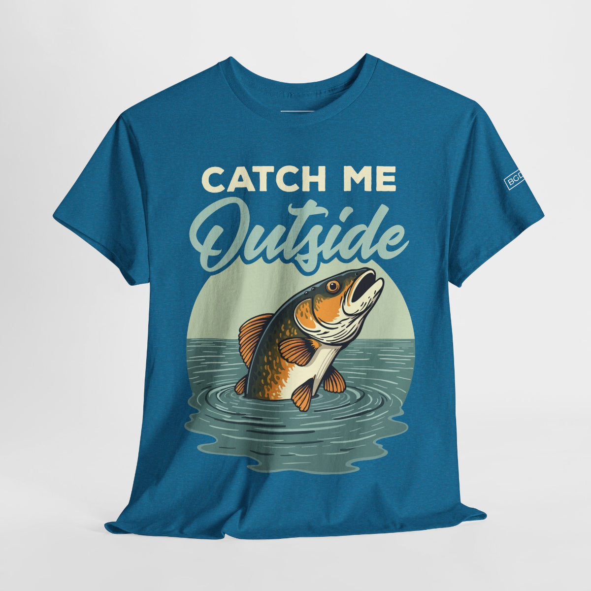 Alternate front shot of cool sapphire blue fishing shirt