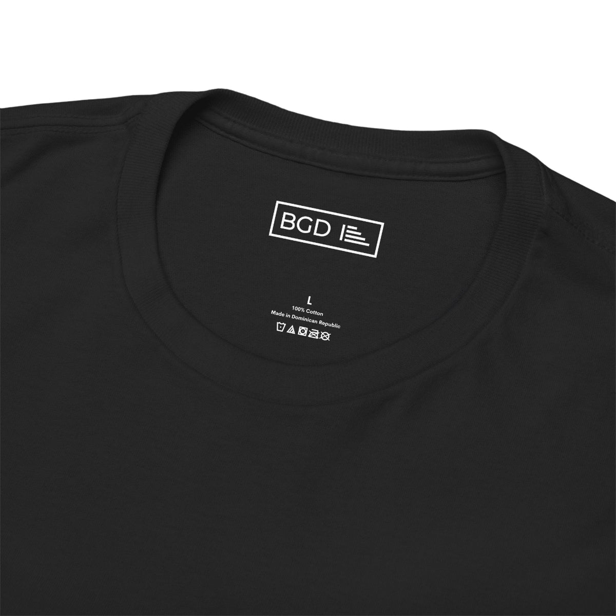 Neckline closeup of black Don't Piss Me Off shirt from Big Guy Drip