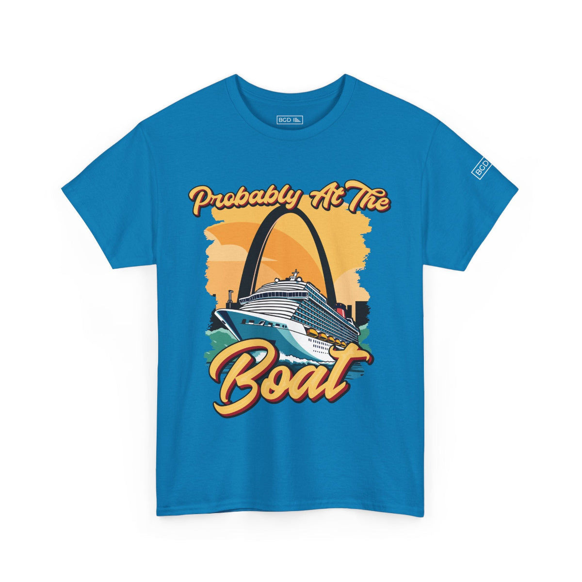 Sapphire blue gambler shirt with front graphic inspired by St. Louis nightlife