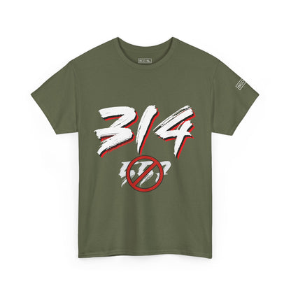Front view of green 314 Day Saint Louis area code shirt – BGD