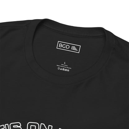 Big Guy Drip’s That’s On My Bird cardinal red t shirt black neck detail