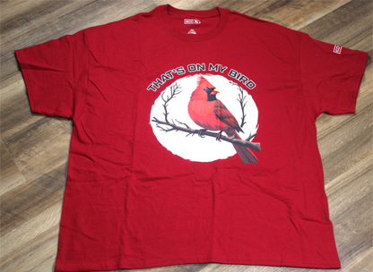 Big Guy Drip’s That’s On My Bird St. Louis baseball shirt front view in cardinal red