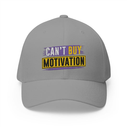 Can’t Buy Motivation fitted cap in grey – front view from BGD

