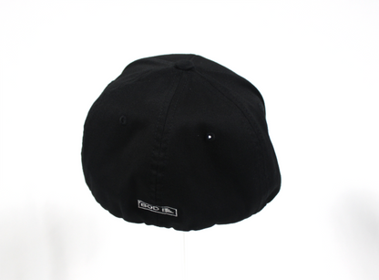 cant buy motivation Men's black fitted baseball cap Big Guy Drip back view
