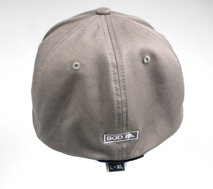 cant buy motivation Men's light gray fitted baseball cap Big Guy Drip back view