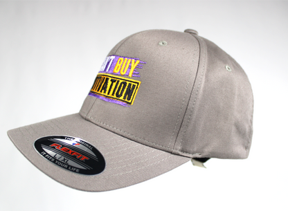 cant buy motivation Men's light grey fitted baseball cap Big Guy Drip front alt2 angle