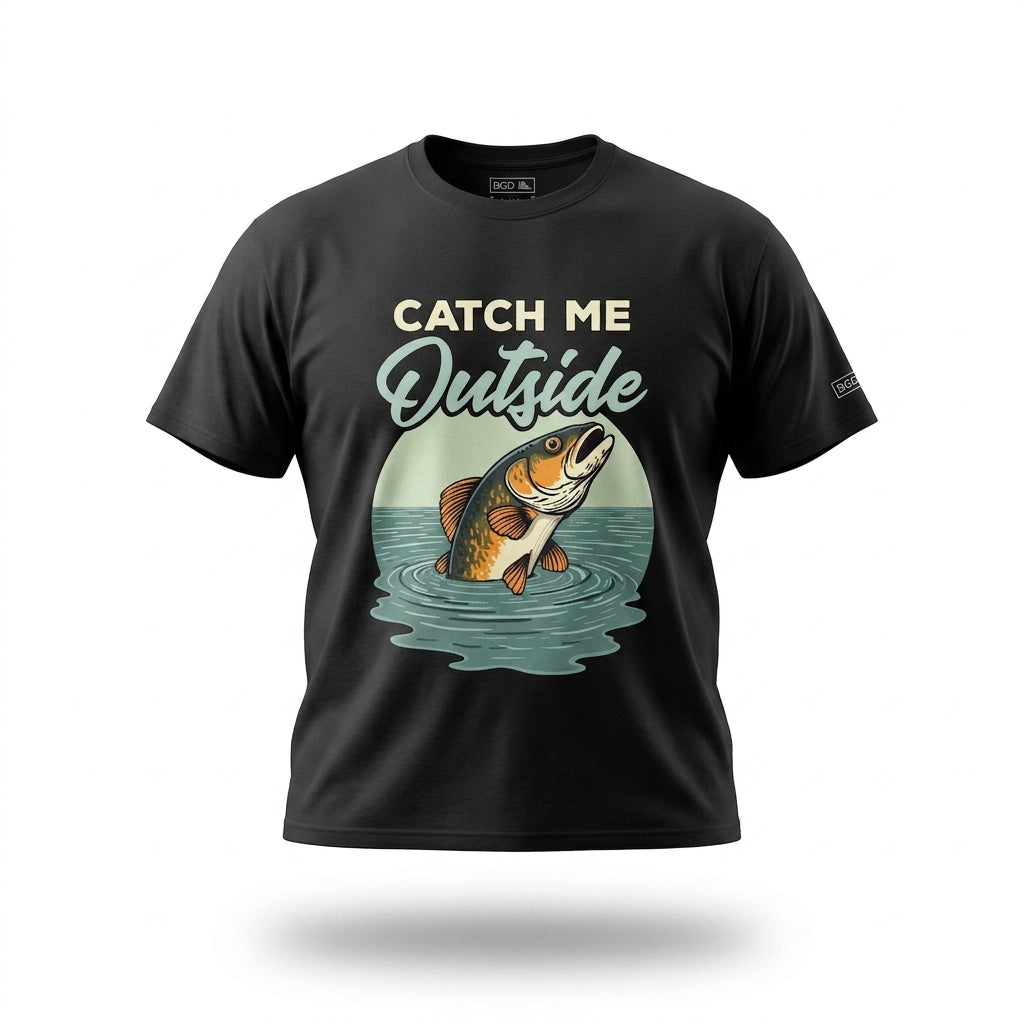 Mens Catch Me Outside Graphic Fishing T-Shirt| S-5X – Big Guy Drip