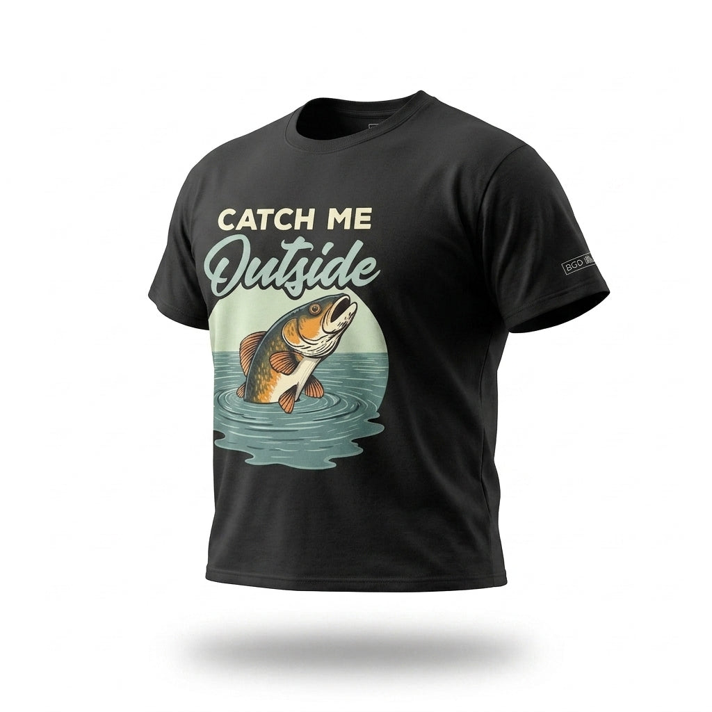 Mens Catch Me Outside Graphic Fishing T-Shirt| S-5X – Big Guy Drip