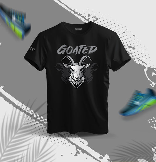 Black Goated front view – cotton graphic t-shirt – BGD