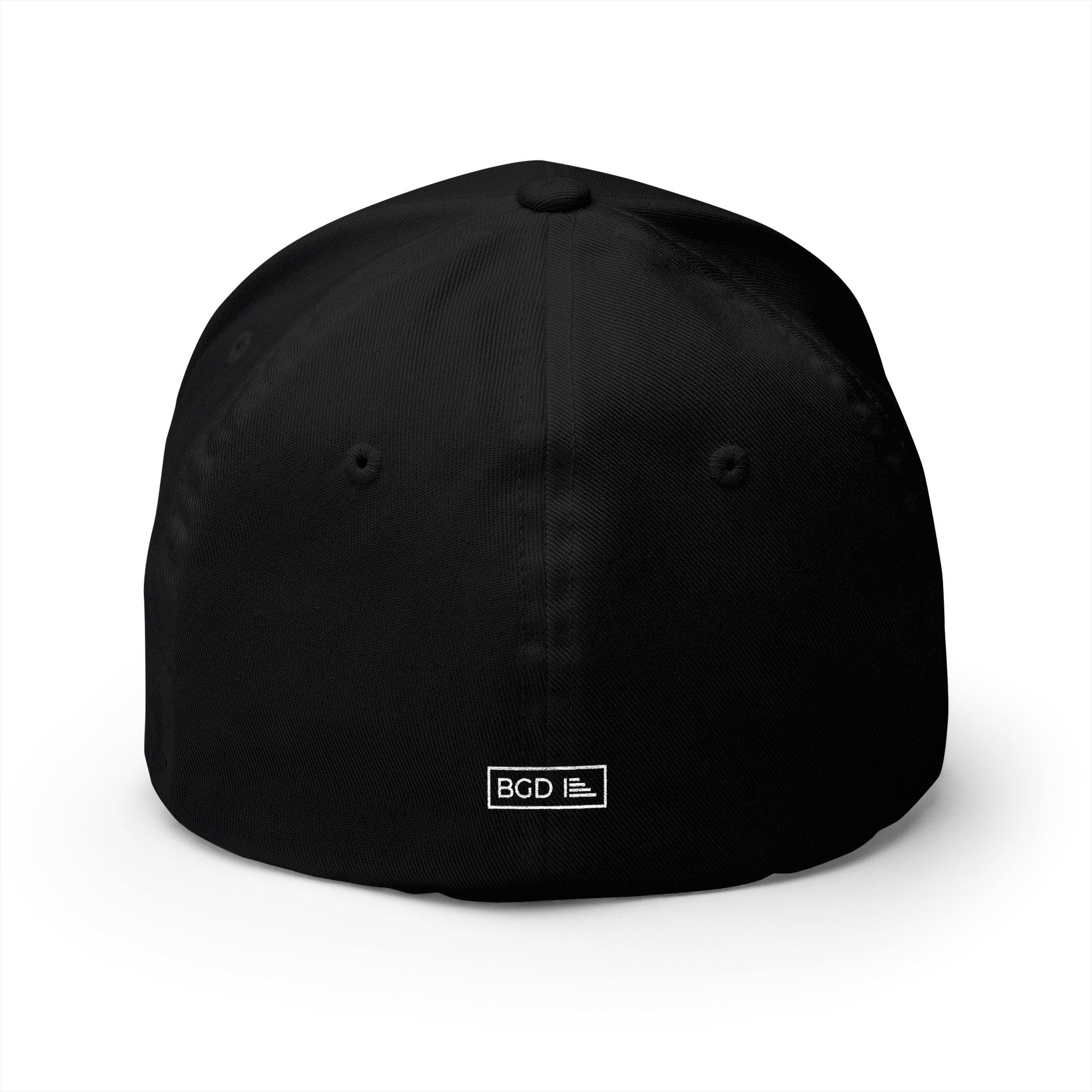 Big Guy Drip's Goated Fitted Cap Front Review Angle in Black - BGD