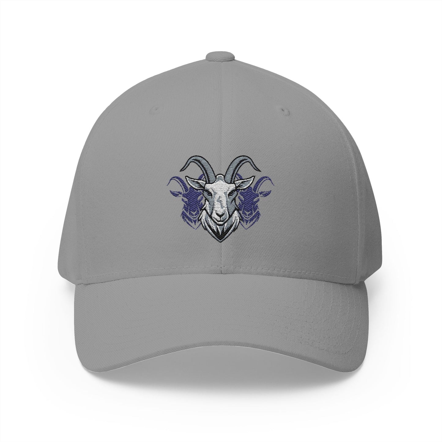 Big Guy Drip's Goated Fitted Cap Front View Grey - BGD