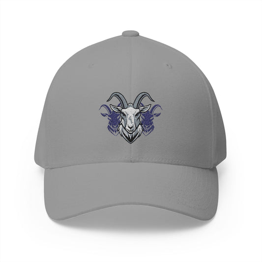 Big Guy Drip's Goated Fitted Cap Front View Grey - BGD