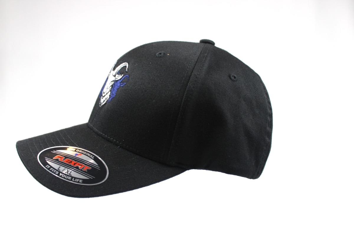 Big Guy Drip's Goated Fitted Hat Side Angle View in Black - BGD