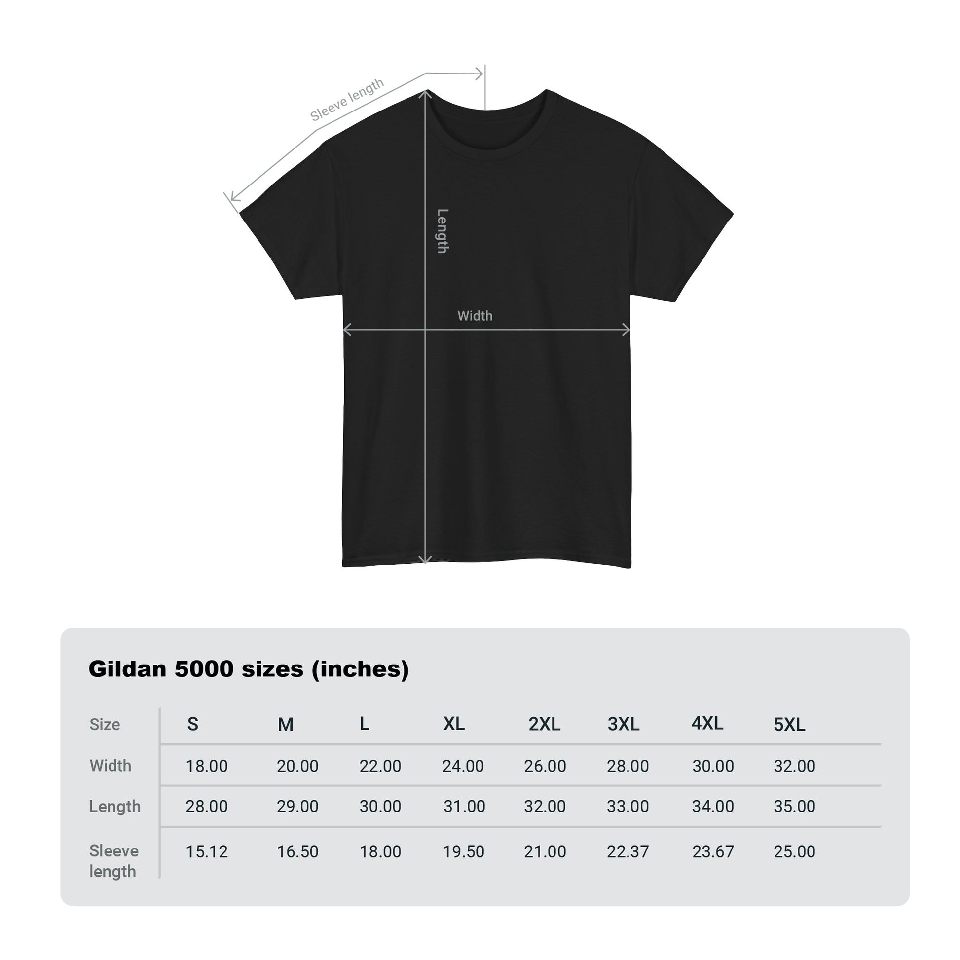 Sizing info for black St Louis tee shirt — big guy sizes