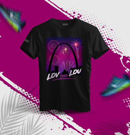 Lov the Lou t shirt — front view of black big and tall size