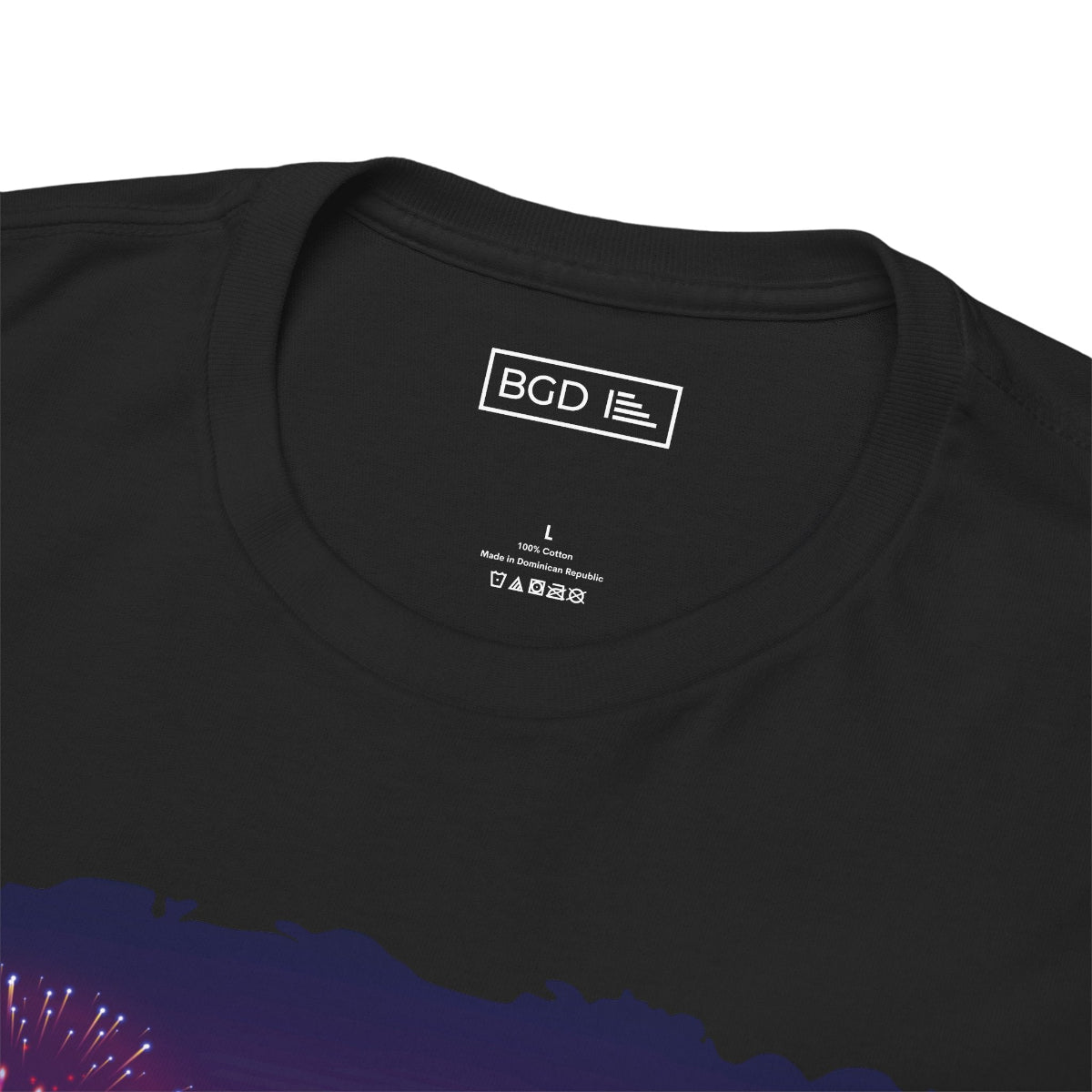 Black big and tall Saint Louis t shirt neck stitching view