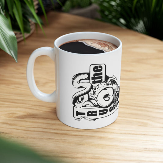 Trust The Process motivational 11oz ceramic travel coffee mug front view
