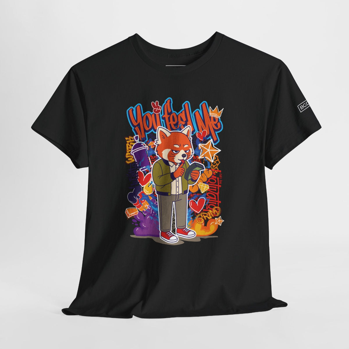 You Feel Me motivational t-shirt black front view Big Guy Drip